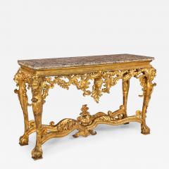 Rare Italian Rococo Giltwood Fossilized Marble Console Table ca 1750 - 4504311