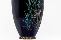 Rare Japanese Cloisonn Enamel Vase with Kingfisher and Reeds Hayashi Kodenji - 4311909