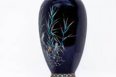 Rare Japanese Cloisonn Enamel Vase with Kingfisher and Reeds Hayashi Kodenji - 4311911