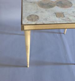 Rare Lacquered Italian Table with a Scagliola and Lithograph Top - 402103