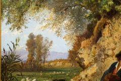 Rare Landscape Painting of Shepherds and Injured Lamb by Hermann Corrodi - 4500811