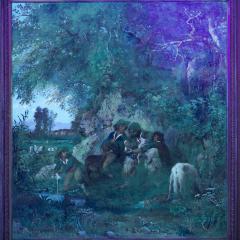 Rare Landscape Painting of Shepherds and Injured Lamb by Hermann Corrodi - 4500818