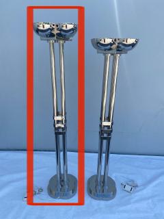 Rare Large Art Deco Period Polished Chromed Torchiere Lamp Two Available - 4641448