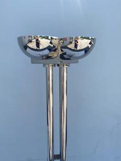 Rare Large Art Deco Period Polished Chromed Torchiere Lamp Two Available - 4641453