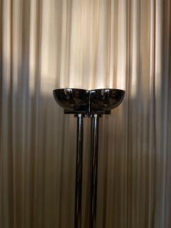 Rare Large Art Deco Period Polished Chromed Torchiere Lamp Two Available - 4641456