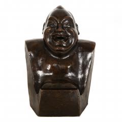 Rare Laughing Buddha Self Portrait Bronze Sculpture Bust by Enrico Caruso - 4522368