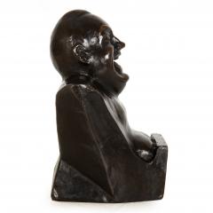 Rare Laughing Buddha Self Portrait Bronze Sculpture Bust by Enrico Caruso - 4522371