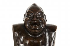 Rare Laughing Buddha Self Portrait Bronze Sculpture Bust by Enrico Caruso - 4522374