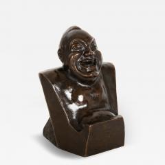 Rare Laughing Buddha Self Portrait Bronze Sculpture Bust by Enrico Caruso - 4522404