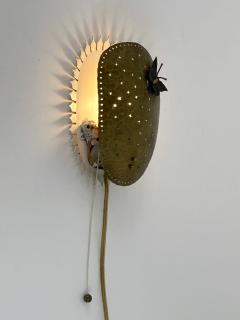 Rare Lovely Mid Century Modern Perforated Brass Sconce Papillon Sweden 1960s - 4591849