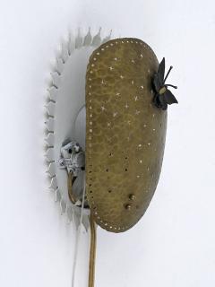 Rare Lovely Mid Century Modern Perforated Brass Sconce Papillon Sweden 1960s - 4591850
