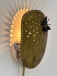 Rare Lovely Mid Century Modern Perforated Brass Sconce Papillon Sweden 1960s - 4591851