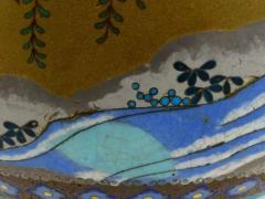 Rare Meiji Japanese Cloisonne Enamel On Porcelain Bats Vase Signed - 4120403