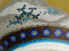 Rare Meiji Japanese Cloisonne Enamel On Porcelain Bats Vase Signed - 4120410