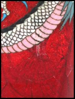 Rare Meiji Japanese Cloisonne Red Enamel Pink Dragon Vase - 3904241