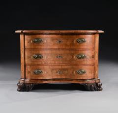 Rare Mid 18th Century German Walnut Pewter Ivory Marquetry Serpentine Commode - 3600389