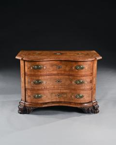 Rare Mid 18th Century German Walnut Pewter Ivory Marquetry Serpentine Commode - 3600390