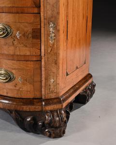 Rare Mid 18th Century German Walnut Pewter Ivory Marquetry Serpentine Commode - 3600393