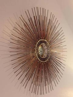 Rare Mid Century Copper Brass and Iron Sunburst Mirror Wall Sculpture by Bela - 1770903