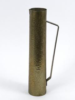 Rare Mid Century Hammered Brass Tall Grip Vase or Watering Can Germany 1960s - 4601476