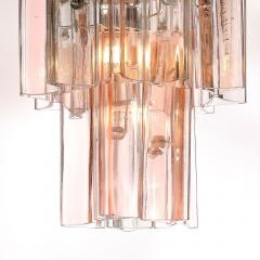 Rare Mid Century Hand Blown Smoked Rose Murano Glass 2 Tier Pendant Chandelier - 4376883