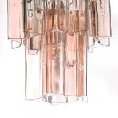 Rare Mid Century Hand Blown Smoked Rose Murano Glass 2 Tier Pendant Chandelier - 4376888