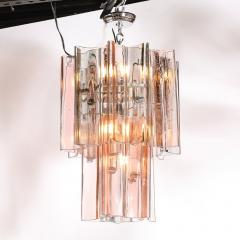 Rare Mid Century Hand Blown Smoked Rose Murano Glass 2 Tier Pendant Chandelier - 4376890