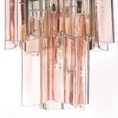 Rare Mid Century Hand Blown Smoked Rose Murano Glass 2 Tier Pendant Chandelier - 4376892