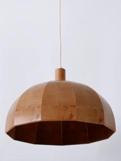 Rare Mid Century Modern Pine Wood Pendant Lamp or Hanging Light Sweden 1960s - 3099474