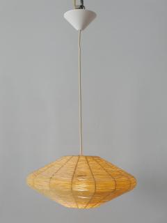 Rare Mid Century Modern Raffia Bast Pendant Lamp or Hanging Light Germany 1970s - 2803369