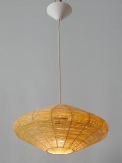 Rare Mid Century Modern Raffia Bast Pendant Lamp or Hanging Light Germany 1970s - 2803371