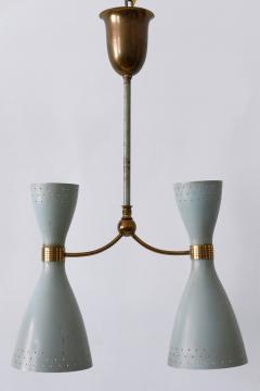 Rare Mid Century Modern Two Armed Diabolo Pendant Lamp or Chandelier Italy 1950s - 4184793