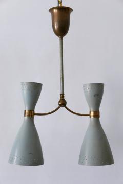 Rare Mid Century Modern Two Armed Diabolo Pendant Lamp or Chandelier Italy 1950s - 4184796