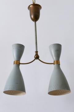 Rare Mid Century Modern Two Armed Diabolo Pendant Lamp or Chandelier Italy 1950s - 4184798