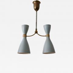 Rare Mid Century Modern Two Armed Diabolo Pendant Lamp or Chandelier Italy 1950s - 4187281