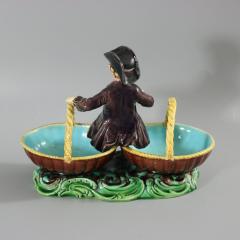 Rare Minton Majolica Figure with Baskets - 3838598