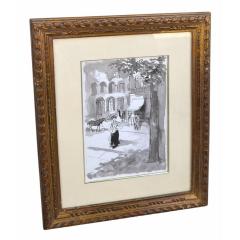 Rare Original Emilio Grau Sala Parisian Street Watercolor Painting - 4433106