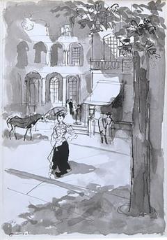 Rare Original Emilio Grau Sala Parisian Street Watercolor Painting - 4434653
