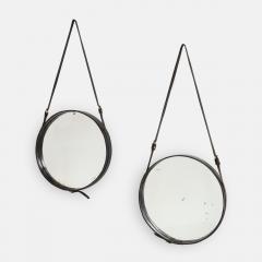 Rare Original Pair of Leather Mirrors by Jacques Adnet - 2718564