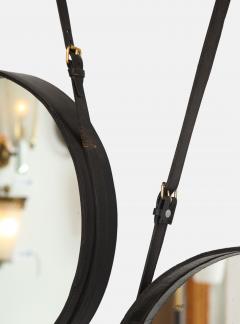Rare Original Pair of Leather Mirrors by Jacques Adnet - 2718567