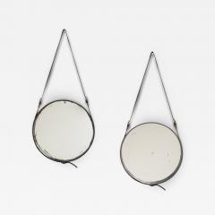 Rare Original Pair of Leather Mirrors by Jacques Adnet - 2724879