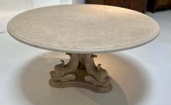 Rare Oscar De La Renta Stone Dining Table W Triple Dolphin Base - 3079295