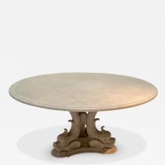 Rare Oscar De La Renta Stone Dining Table W Triple Dolphin Base - 3081854