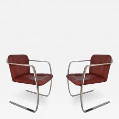 Rare Pair Cumberland Stainless Steel and Leather Armchairs - 2709772