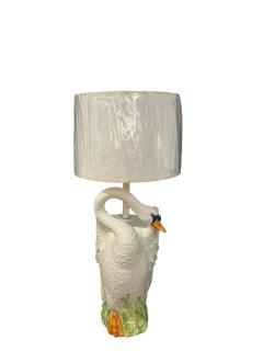 Rare Pair Italian Porcelain Swan Lamps - 4101383