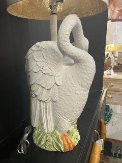 Rare Pair Italian Porcelain Swan Lamps - 4101385