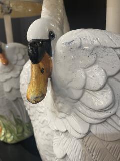 Rare Pair Italian Porcelain Swan Lamps - 4101387