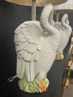 Rare Pair Italian Porcelain Swan Lamps - 4101388