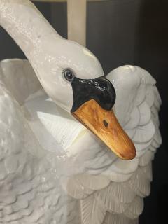 Rare Pair Italian Porcelain Swan Lamps - 4101389