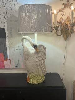 Rare Pair Italian Porcelain Swan Lamps - 4101392